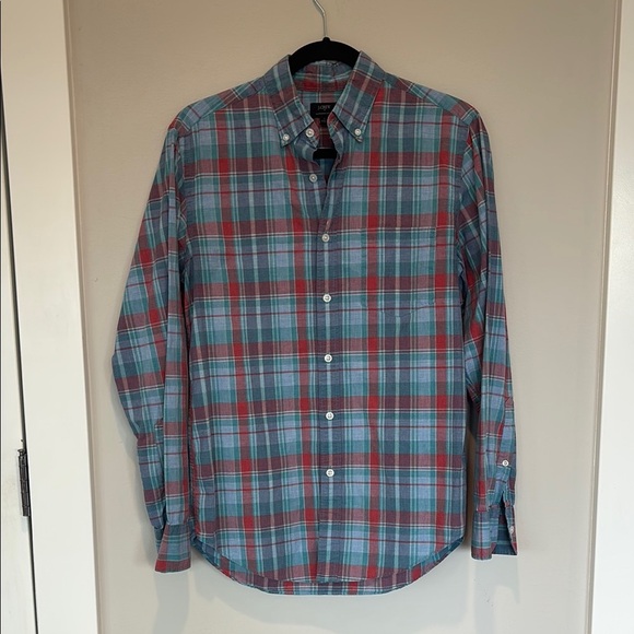 J. Crew Teal Plaid Casual Button Down Shirt - Picture 1 of 3